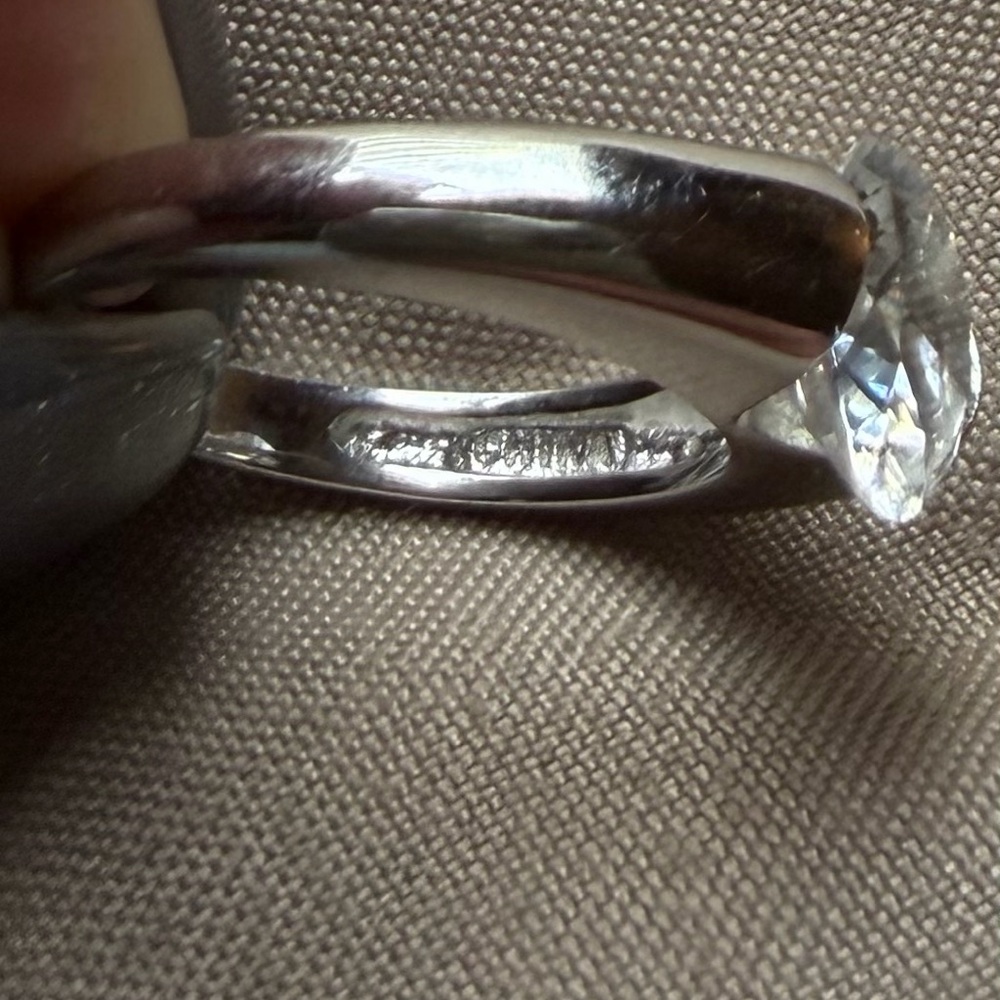 Diamonique Platinum Clad Solitaire Ring - Picture 3 of 3